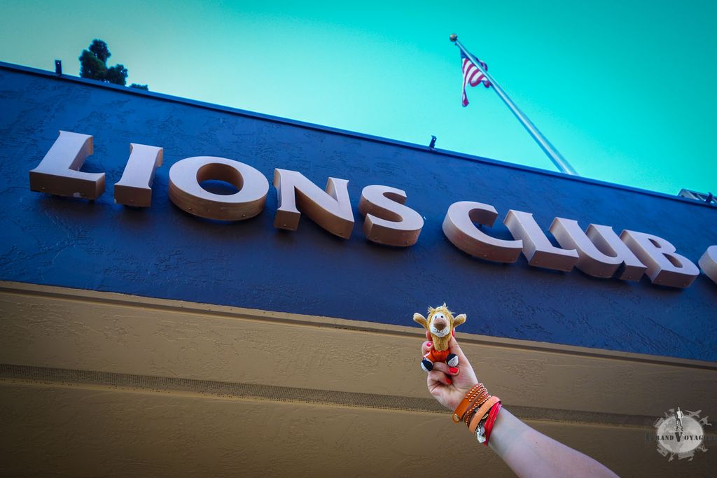 Nous passons devant le Lions Club, T-Chat prend la pose, tout content. Nous passons devant le Lions Club, T-Chat prend la pose, tout content.