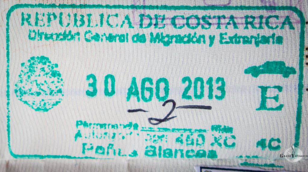 Le "2" indique que je suis autorisé à rester deux jours au Costa Rica. Le "2" indique que je suis autorisé à rester deux jours au Costa Rica.